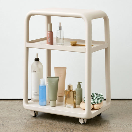Organizer modulare in metallo a due livelli, colore bianco avorio